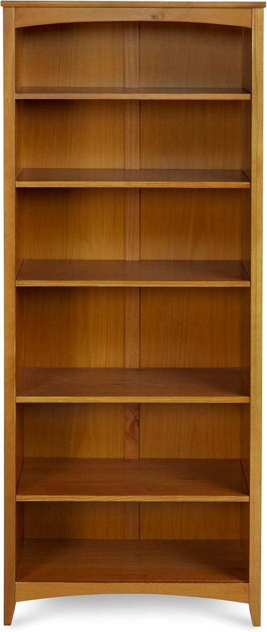 Shaker Style 6 Shelf Bookcase / Solid Wood / 72 Inch Tall / Adjustable Shelving / Closed Back / Display Bookshelf for Living Room, Bedroom, Home and Office, Cherry-0