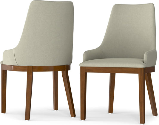 Stephanie Contemporary Dining Chair (Set of 2) in Natural Linen Look Fabric, Fully Assembled for the Dining Room-0