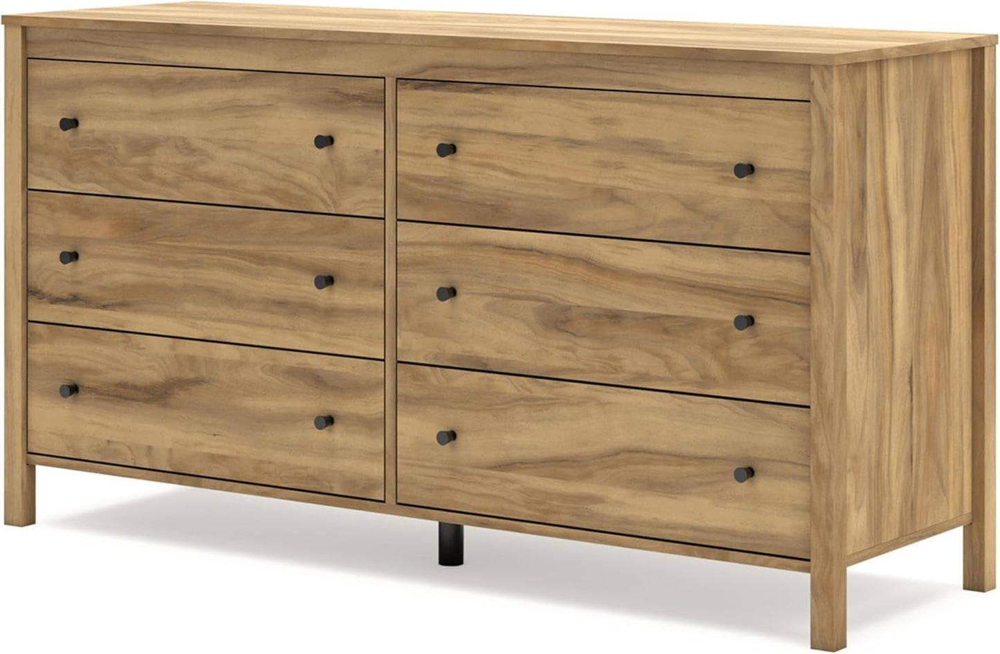 Bermacy Casual 6-Drawer Dresser with Safety Stop, Light Brown-2