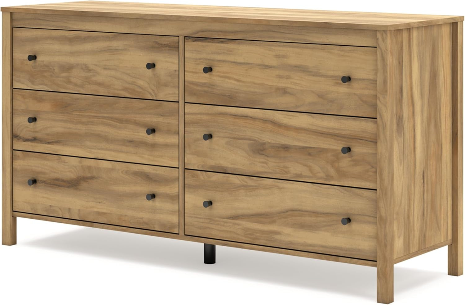 Bermacy Casual 6-Drawer Dresser with Safety Stop, Light Brown-2