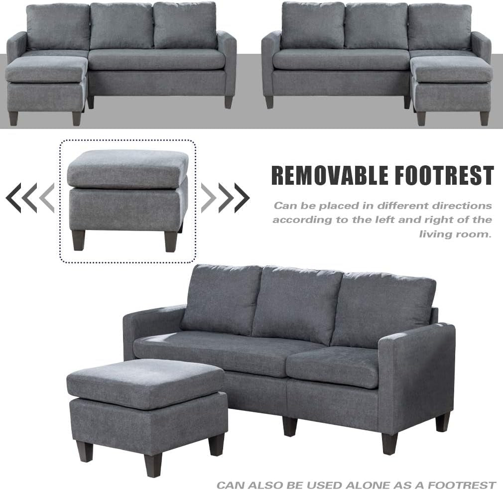 Sofa Sectional Sofa Futon Sofa for Living Room Modern Sofa Couches and Sofas Corner Sofa Furniture Set Sofa Set (Grey)-3