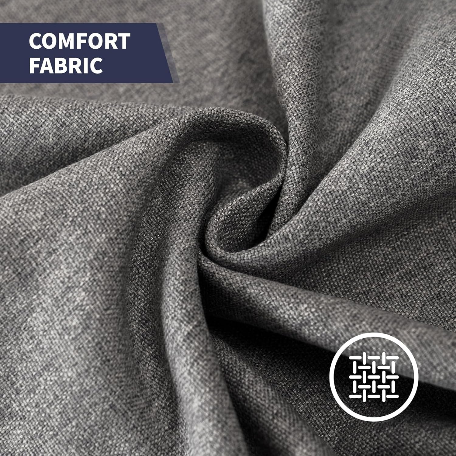 3-Piece Living Room Sectional Sofa Set,Modern Linen Upholstered Sofa with with 5" Thicken Cushion & Nailhead Trim, Living Room Furniture Set- Armchair Loveseat and 3 Seat Sofa(Dark Gray)-3