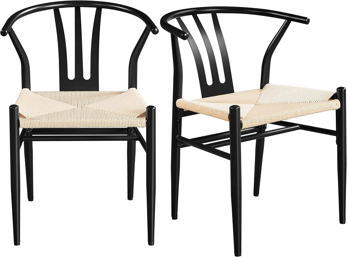Black Rattan Weave Dining Chairs (Set of 2)-1