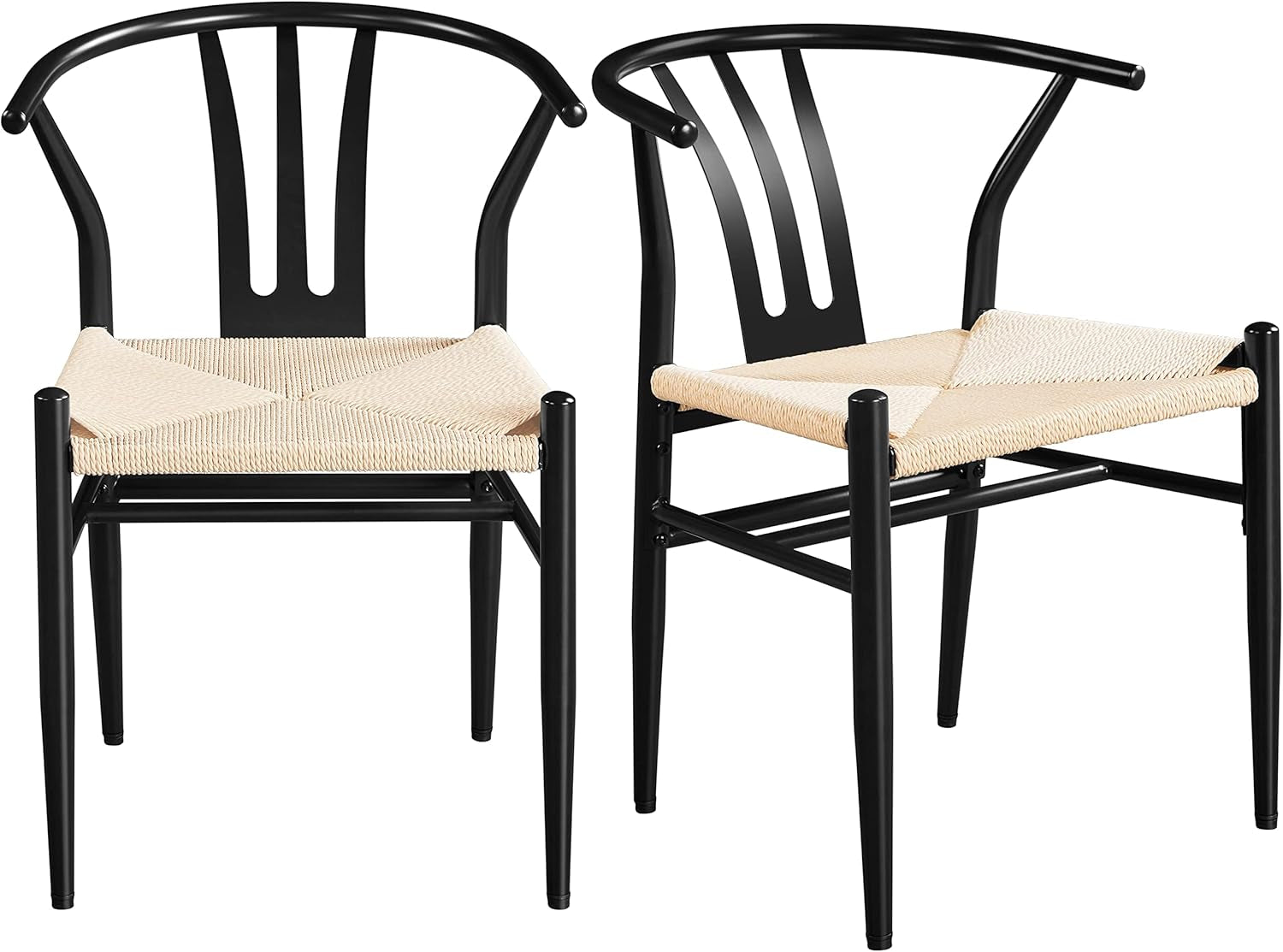 Black Rattan Weave Dining Chairs (Set of 2)-1
