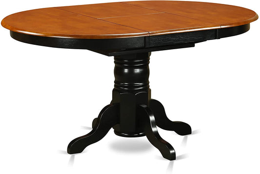 Wooden Oval Kitchen Table with Black Finish, Cherry Top-1