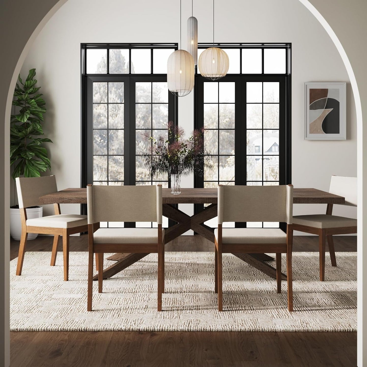Linus Modern Upholstered Chair, 1, Light Gray/Dark Brown-2