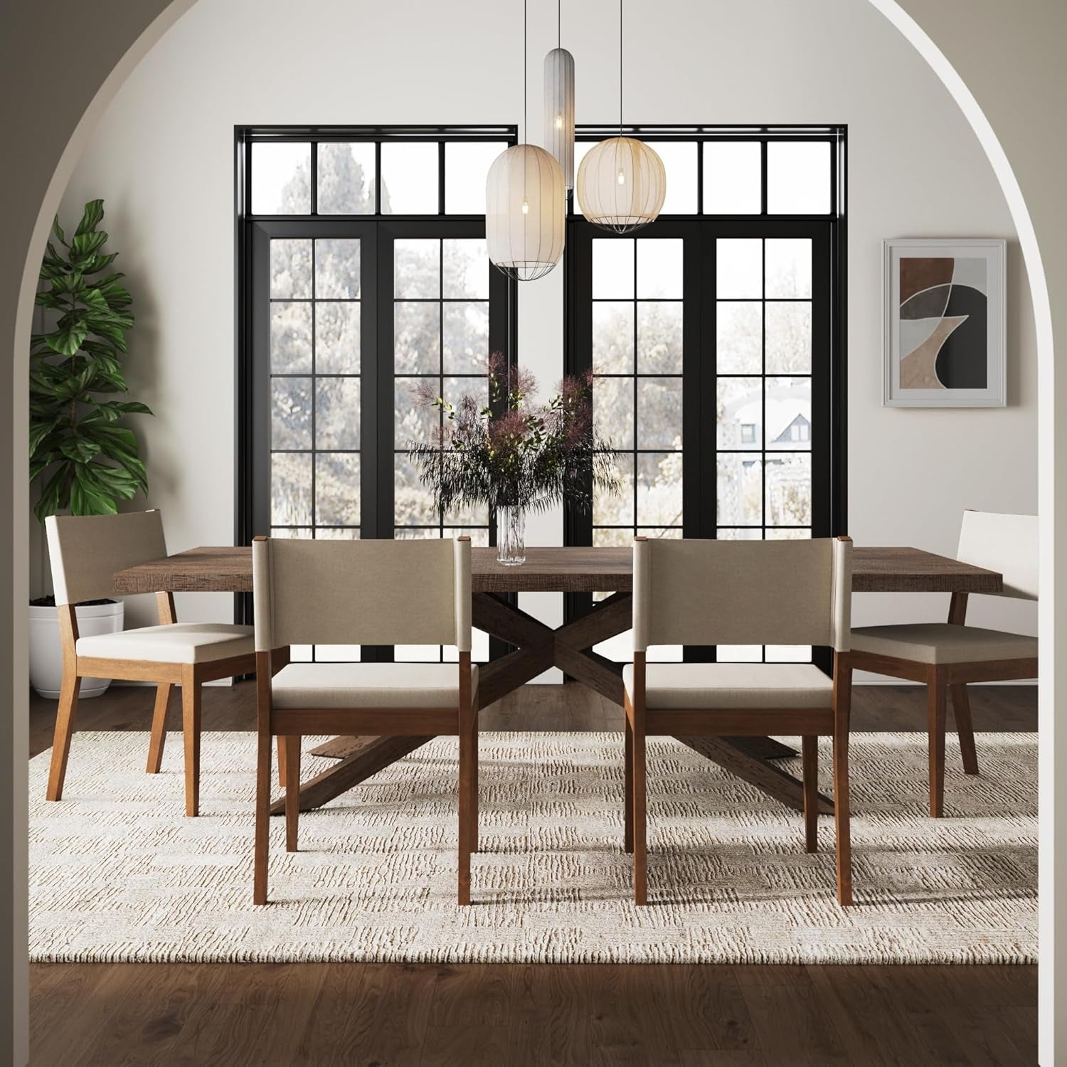Linus Modern Upholstered Chair, 1, Light Gray/Dark Brown-2