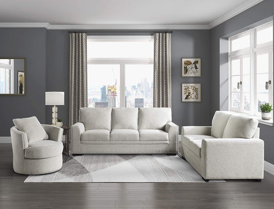 Living Room Furniture Set, Modern Couches for Living Room, Chenille Upholstered Couch Set, Including Sofa, Loveseat and Lounge Chair with Solid Wood Frame, 3-Piece Set, Beige-0