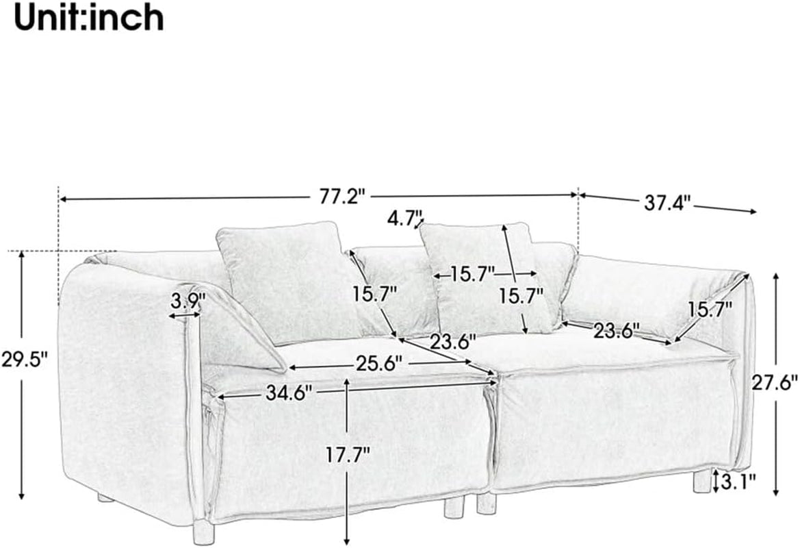 2 - Piece Living Room Set with 4 Tosiing Pillows, Upholstery, Suitable for Living Room,Green (D as Shown)-4