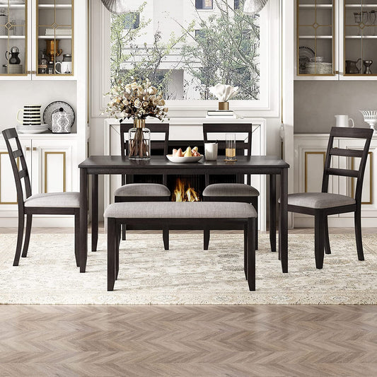 6 Piece Rectangle Dining Table Set-0