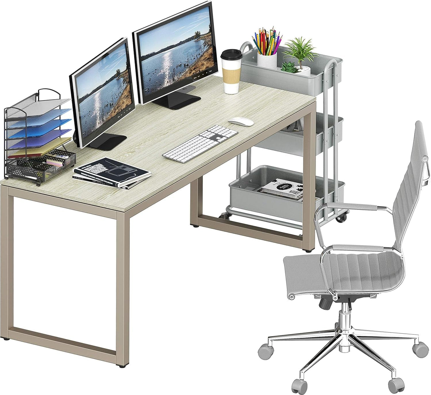 Home Office 55-Inch Large Computer Desk, Maple-3