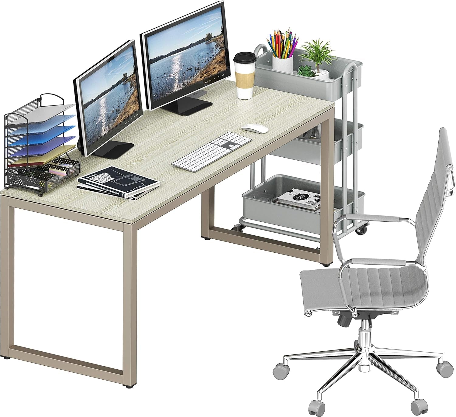 Home Office 55-Inch Large Computer Desk, Maple-3