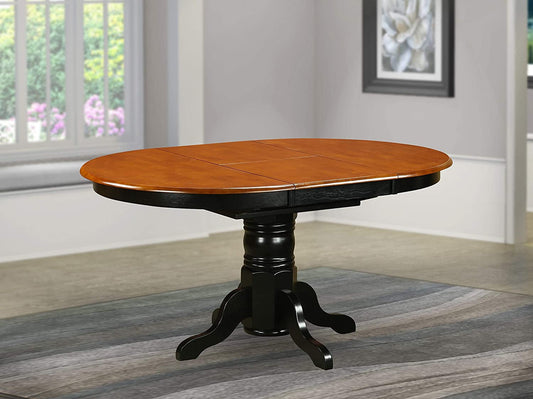 Wooden Oval Kitchen Table with Black Finish, Cherry Top-0