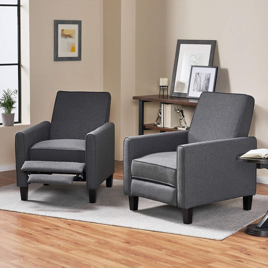 Emmie Fabric Recliner (Set of 2), Smoke, Dark Brown-1