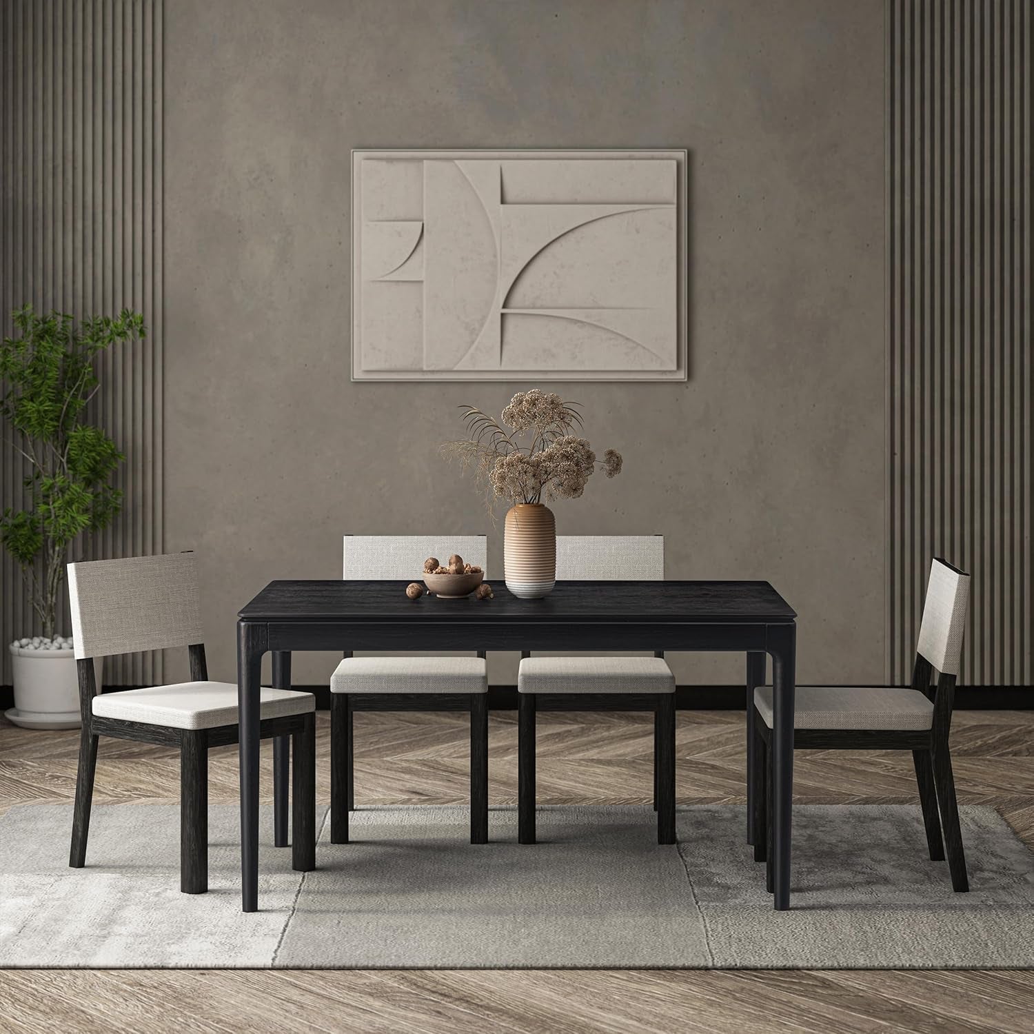 Mingle 55 Inch Modern Design, Rectangular Dinner Table for Dining Room, Living Room Furniture, Effortless Assembly, Burnt Black-0