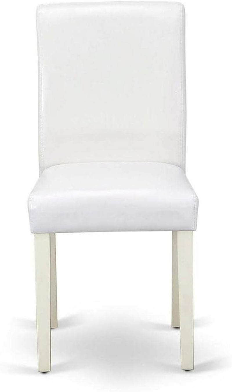 Abbott Classic Parson Dining Chairs - White Faux Leather Upholstered Chairs, Set of 2, Linen White-1