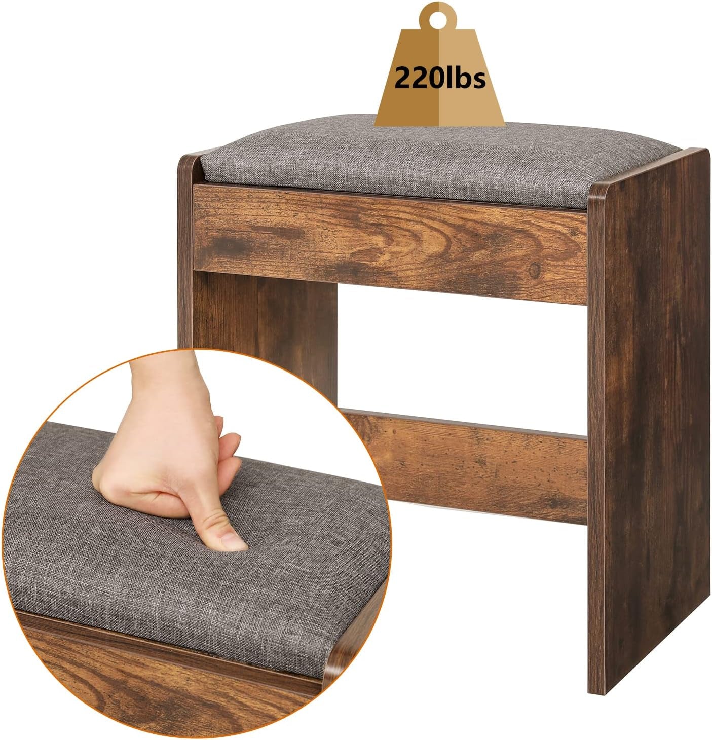 Large Rustic Brown Vanity Set with Charging Station-1