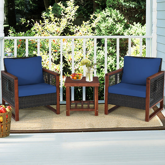 3 Pieces Acacia Wood Patio Furniture Set with Coffee Table-0