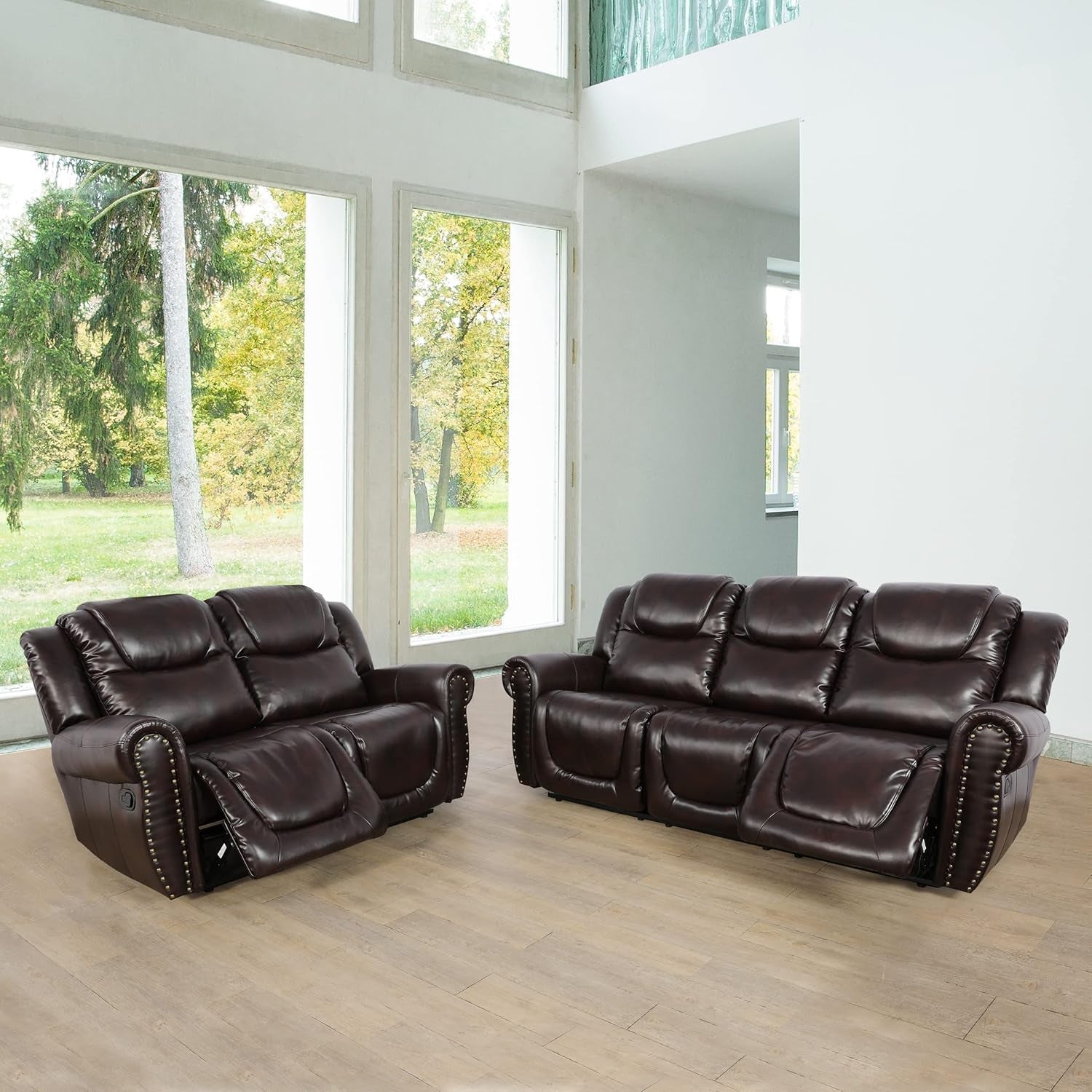 2 Piece Faux Leather Recliner Living Room Set-0