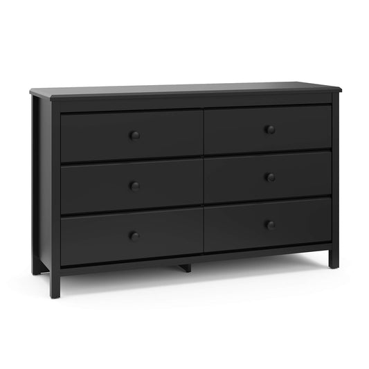 Alpine 6 Drawer Double Dresser (Black) – GREENGUARD Gold Certified, Dresser for Nursery, 6 Drawer Dresser, Kids Dresser, Nursery Dresser Drawer Organizer, Chest of Drawers-0