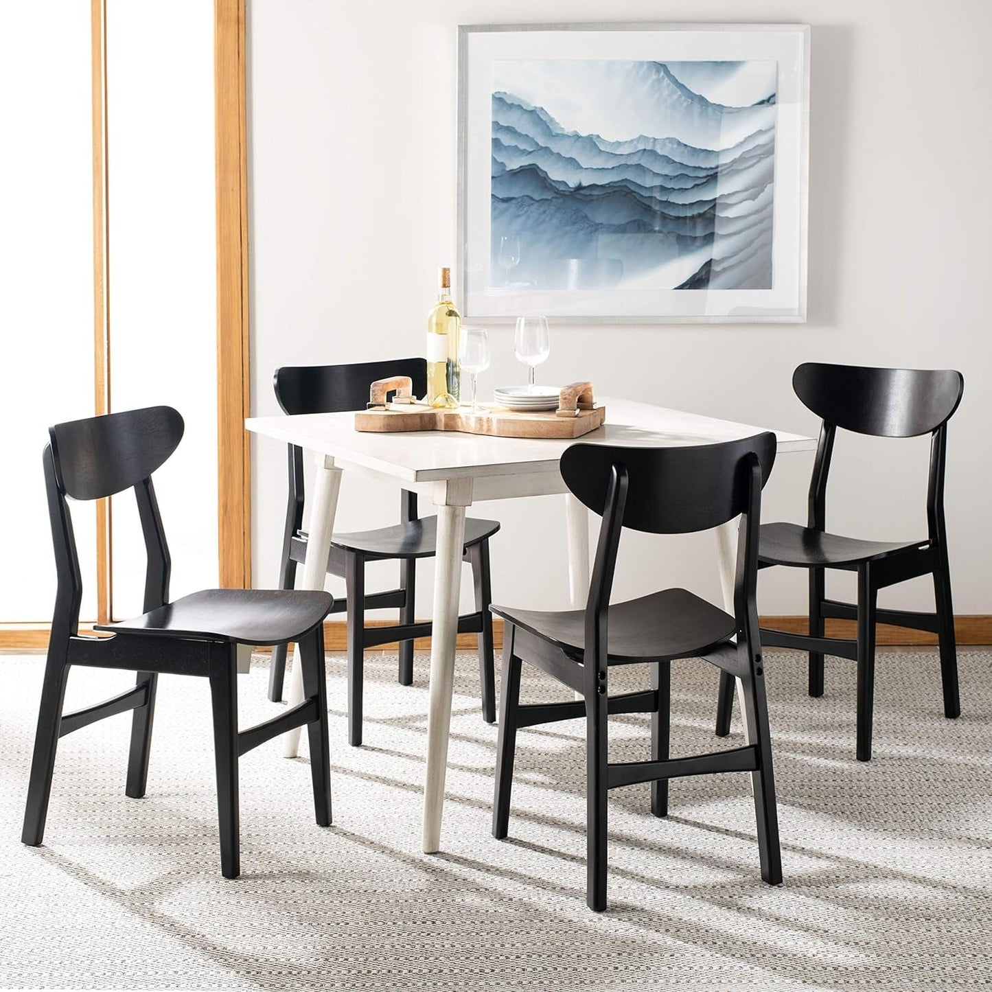 Home Lucca Retro Black Dining Chair, Wood, Set of 2-4