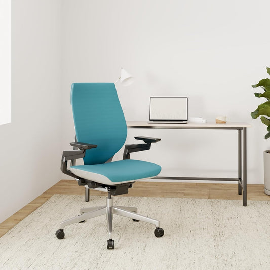 Gesture Office Chair - Ergonomic Work Chair with Wheels for Carpet - Comfortable Office Chair - Intuitive-To-Adjust Chairs for Desk - 360-Degree Arms - Blue Jay Fabric-1