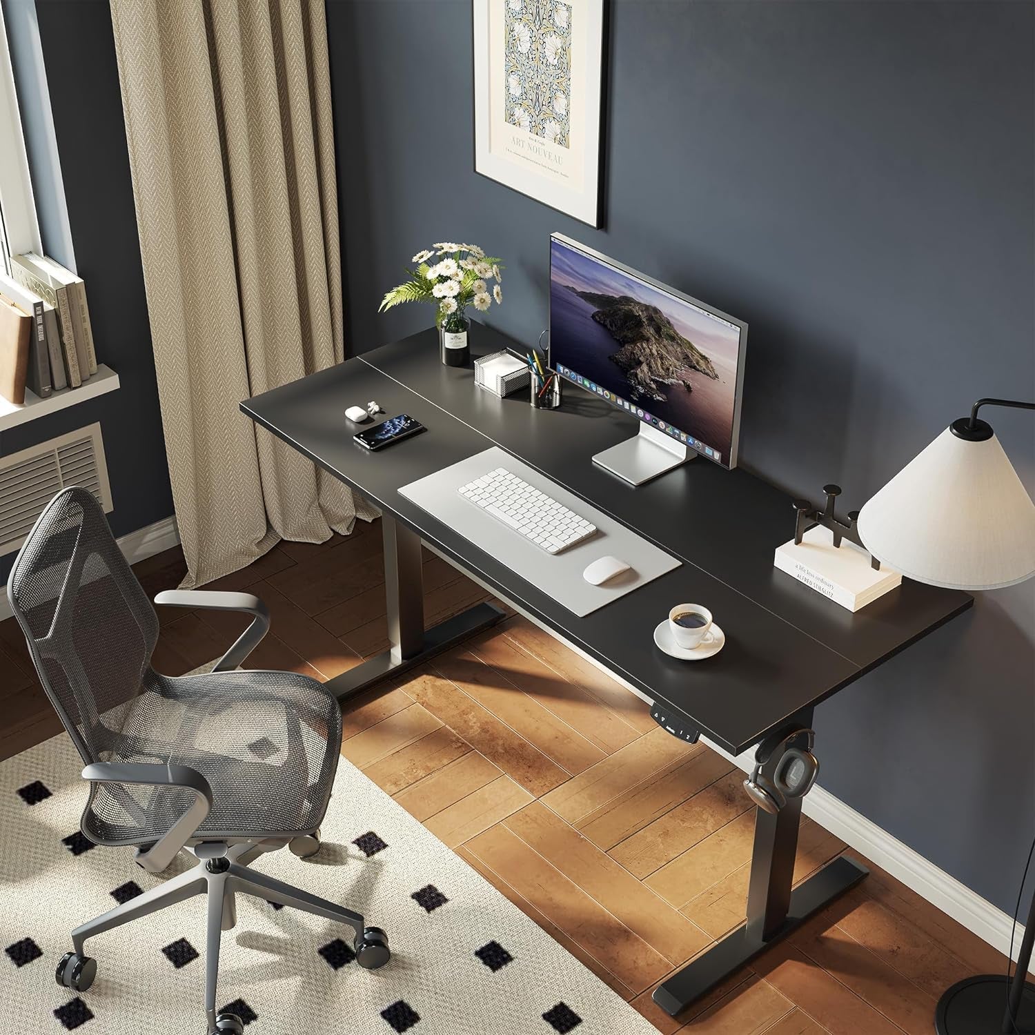 48" Black Electric Standing Desk Adjustable Height-3