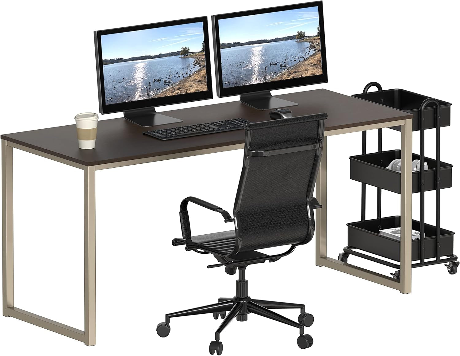Home Office 55-Inch Computer Desk, 24" Deep, Espresso-4