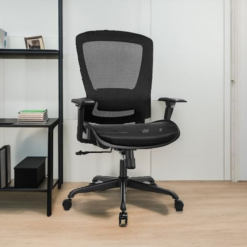 Mesh Office Chair,Ergonomic Computer Desk Chair,Sturdy Task Chair- Adjustable Lumbar Support & Armrests,Tilt Function,Comfort Wide Seat,Swivel Home Office Chair (Black)-4