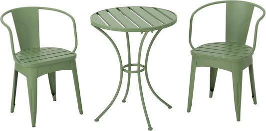 Christopher Knight Home Colmar Outdoor Iron Bistro Set, 3-Pcs Set, Matte Green-0