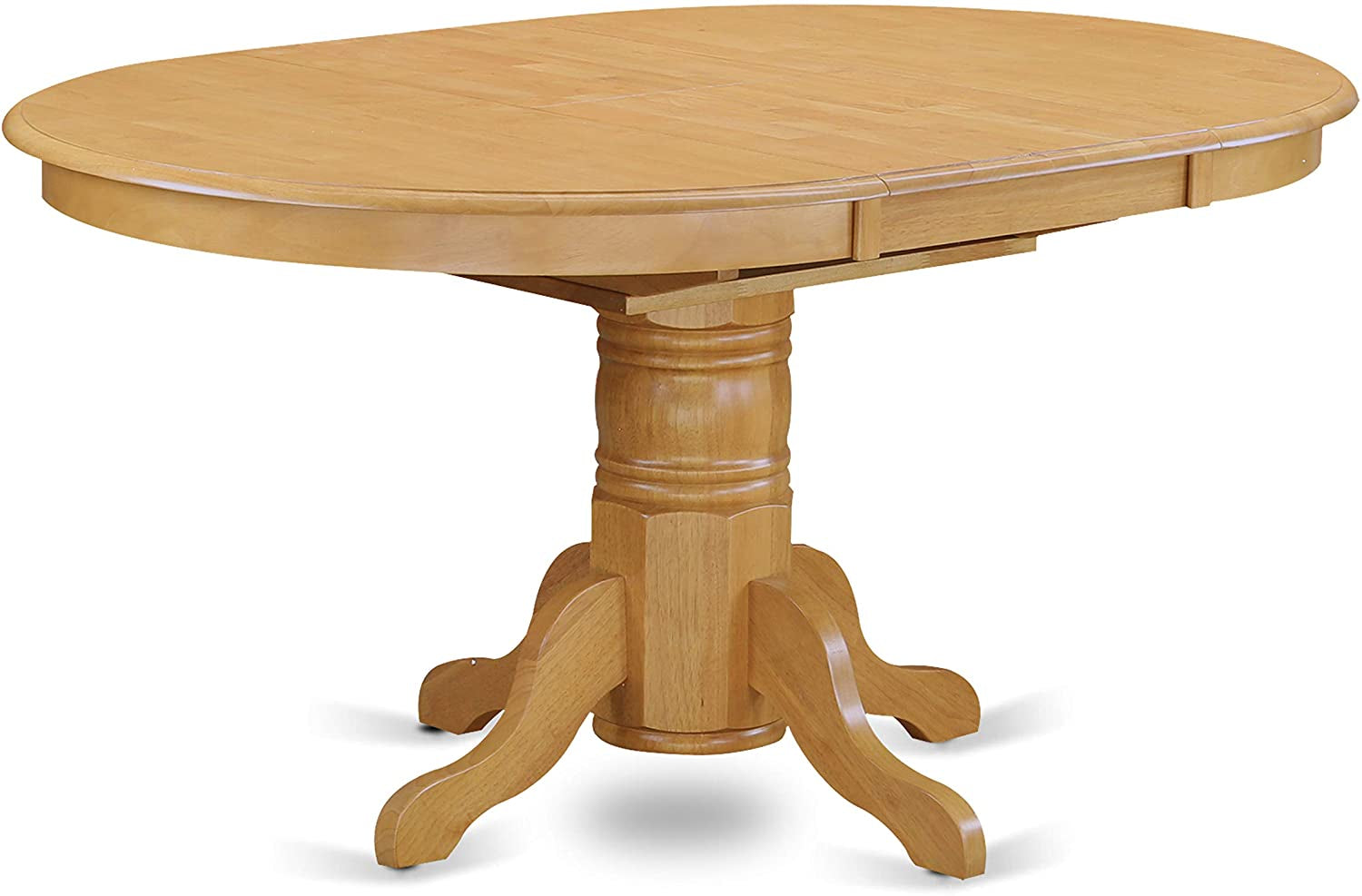 Oak Finish round Wood Dining Table-1