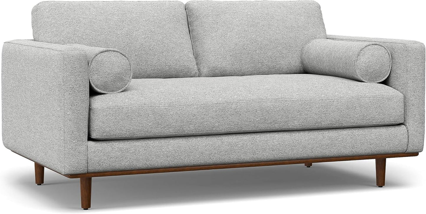 Morrison Mid-Century Modern 72 Inch Wide Sofa with Ottoman Set in Mist Grey Woven-Blend Fabric for the Living Room and Family Room-3