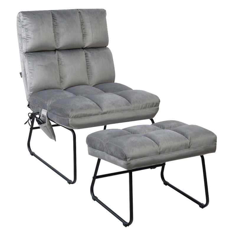 Velvet Massage Recliners with Ottoman Remote Control and Side Pocket-1