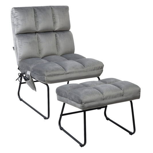 Velvet Massage Recliners with Ottoman Remote Control and Side Pocket-1