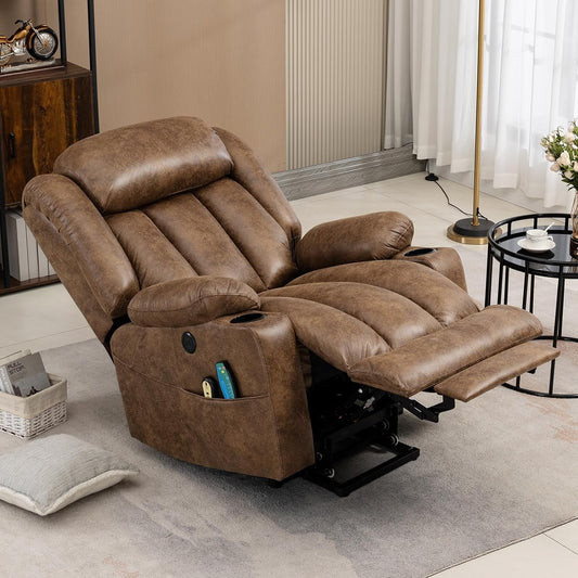 Tall Man Power Lift Recliner Massage, Heat, Extended Footrest-0