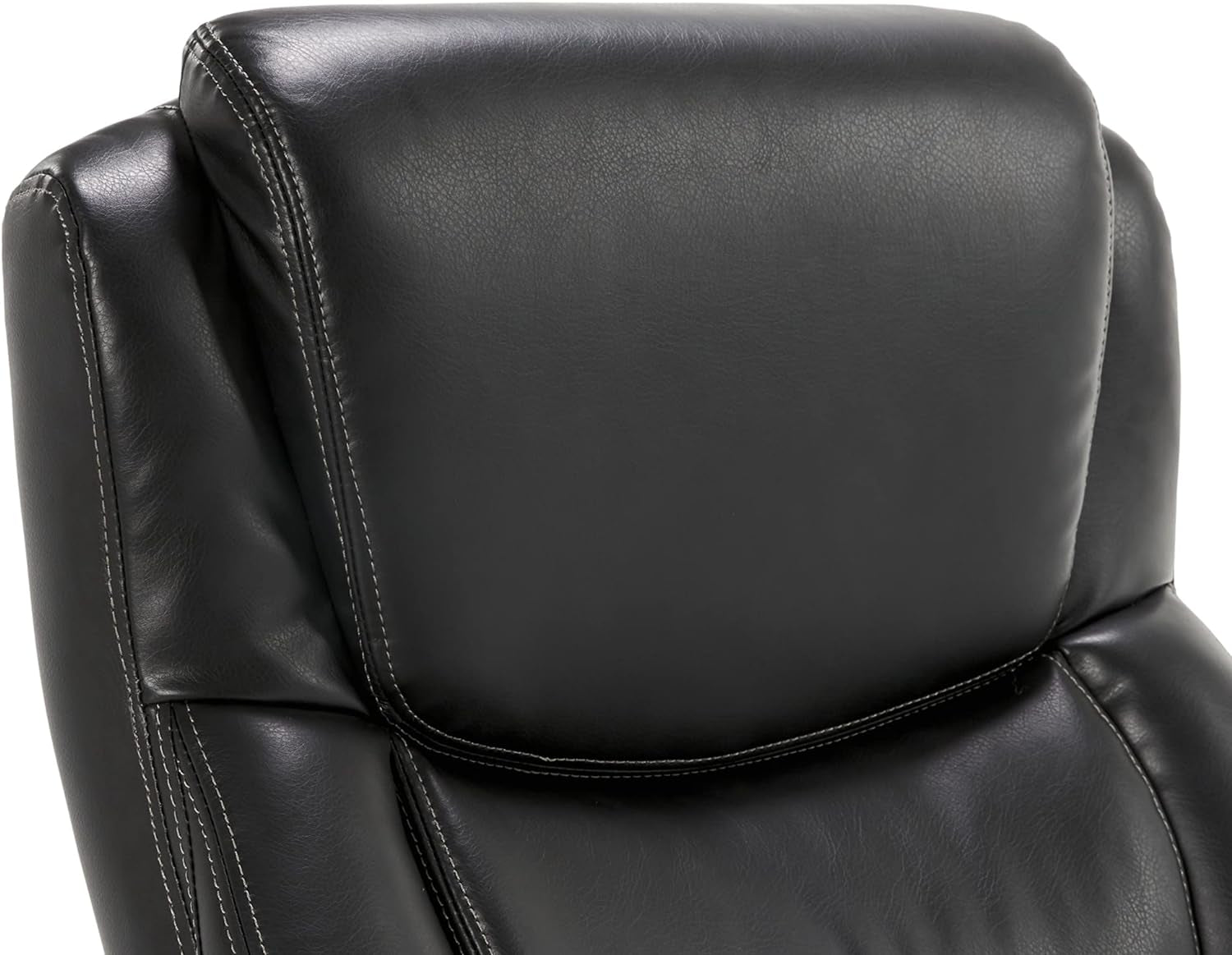 Delano Big & Tall Executive Office Chair, High Back Ergonomic Lumbar Support, Bonded Leather, Black with Weathered Gray Wood-3