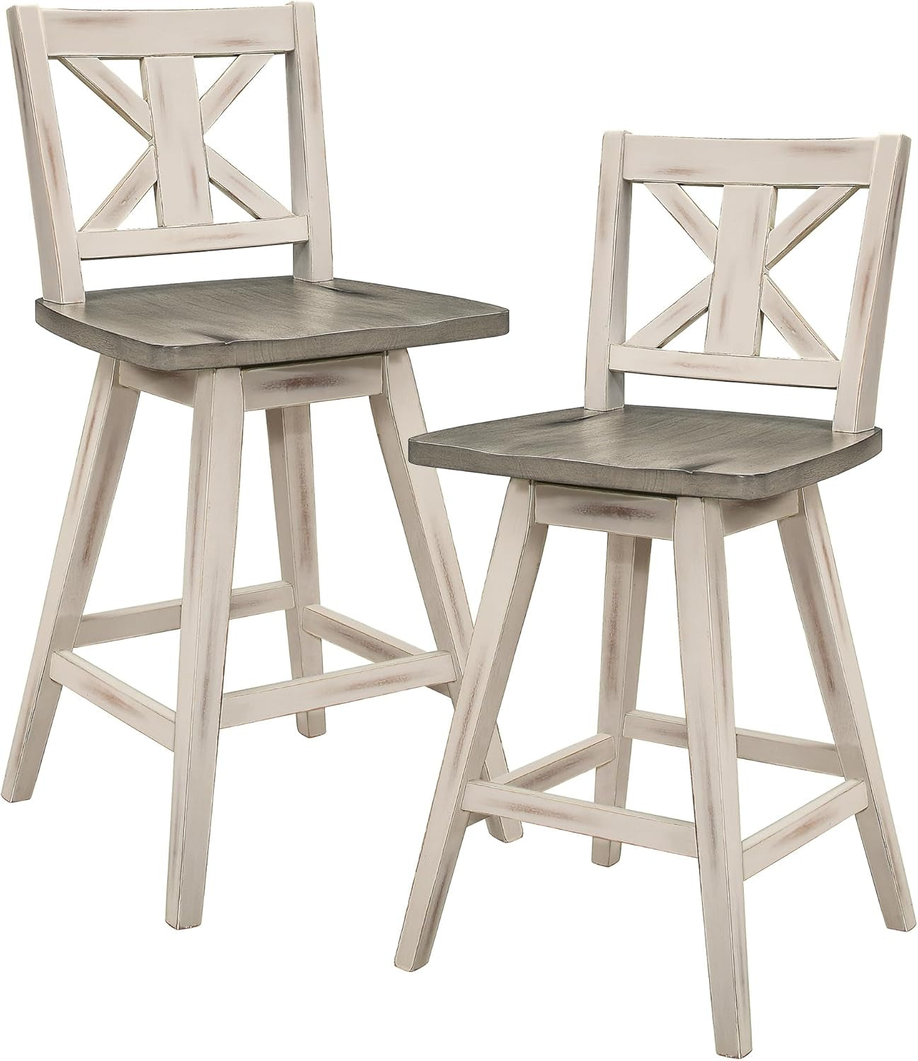 Amsonia Counter Height Swivel Barstool (Set of 2), White-0