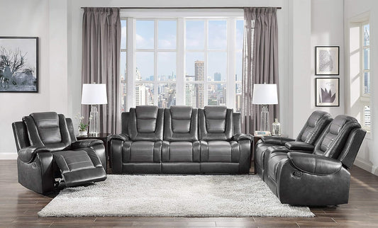 Reclining Living Room Set, Manual Reclining Sofas, Couches for Living Room, Includes Reclining Sofa, Double Gliding Loveseat and Glider Recliner, 3-Piece Set, Two-Tone Grey-0