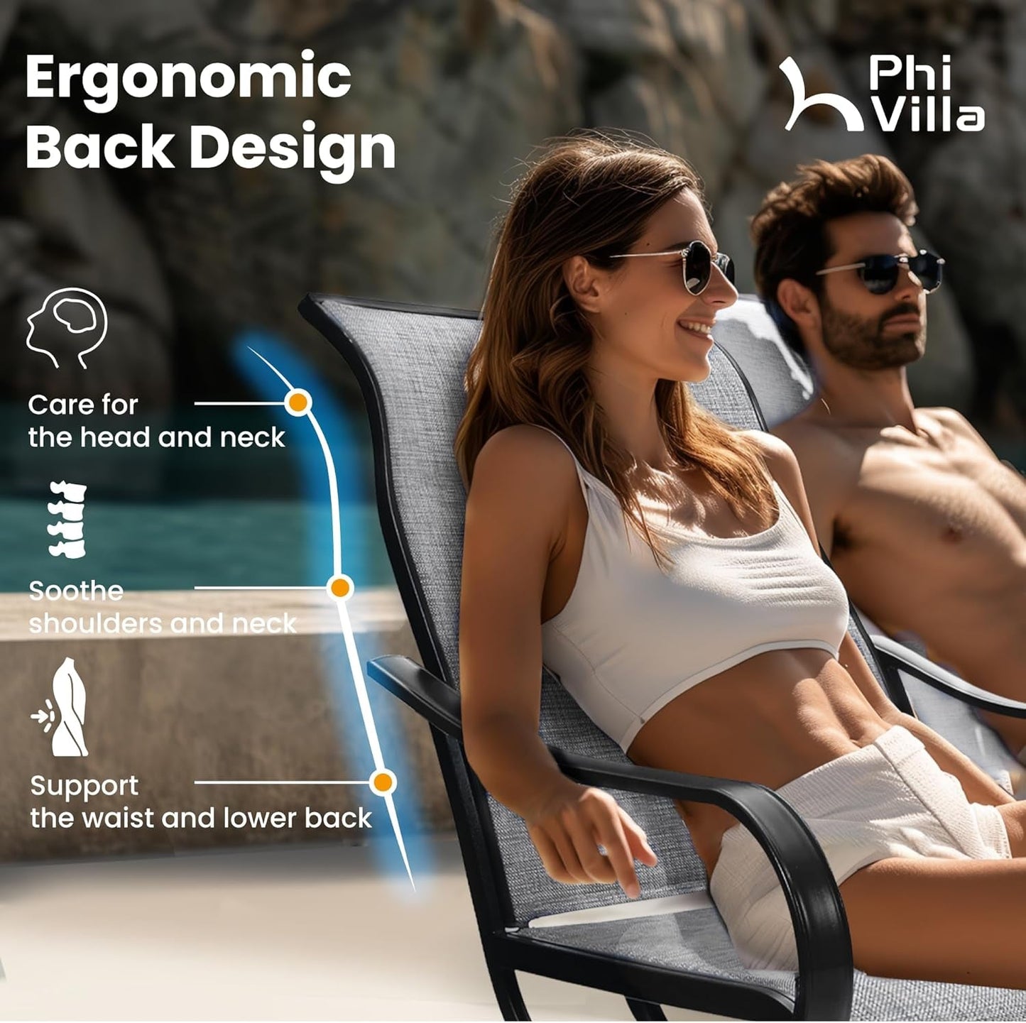 5 Piece Outdoor Patio Dining Set with 4 Swivel Dining Chairs & 1 Large round Dining Table, Gray Textilene Mesh Fabric Chair and round Metal Table for All Weather Deck Lawn Garden-4