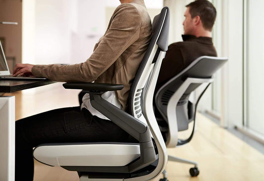 Gesture Office Chair - Ergonomic Work Chair with Wheels for Carpet - Comfortable Office Chair - Intuitive-To-Adjust Chairs for Desk - 360-Degree Arms - Nickel Gray Fabric-1