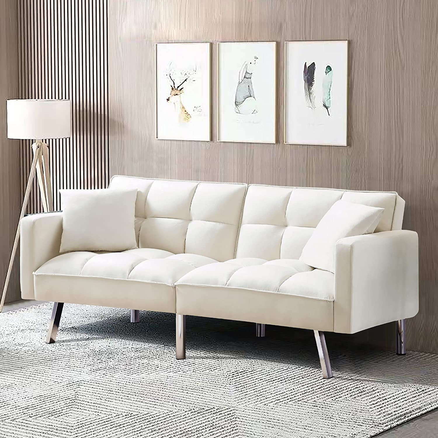 Adjustable Loveseat Sofa Bed with Metal Legs-0