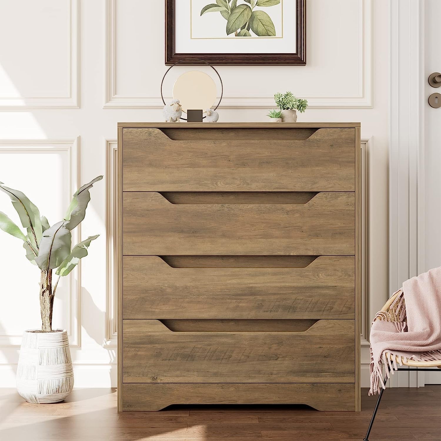 Rustic Brown 4-Drawer Storage Cabinet-0