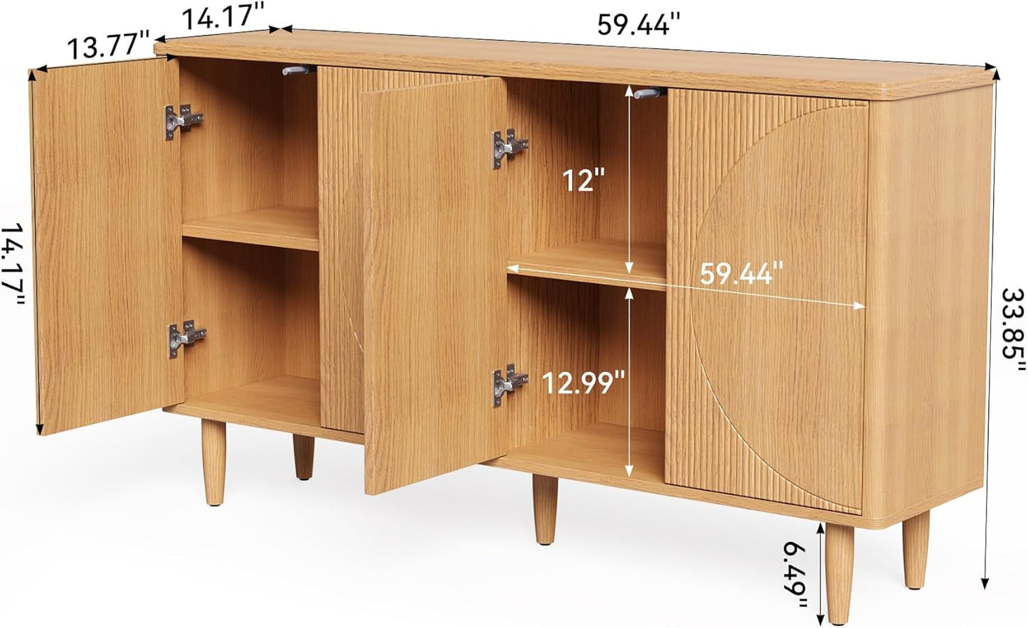 59-Inch Buffet Cabinet Sideboard with Storage, Modern Sideboard Buffet Table with Doors for Living Room, Dining Room-2