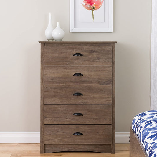 Salt Spring Drifted Gray 5-Drawer Chest-0