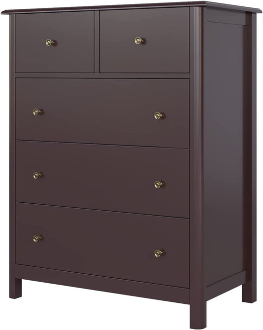 Dark Brown Modern 5-Drawer Chest of Drawers-1