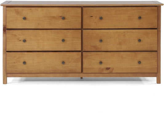 Shaker 6-Drawer Dresser, Solid Wood with a Walnut Finish-0