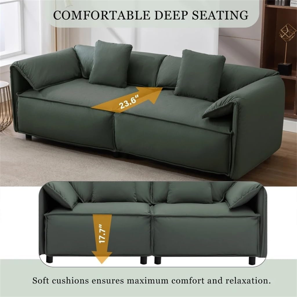 2 - Piece Living Room Set with 4 Tosiing Pillows, Upholstery, Suitable for Living Room,Green (D as Shown)-3