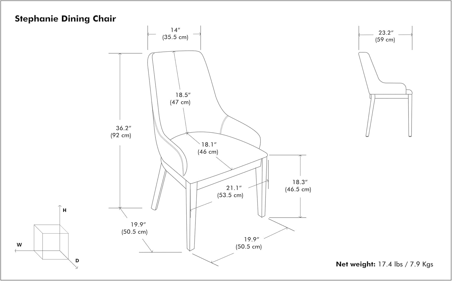 Stephanie Contemporary Dining Chair (Set of 2) in Natural Linen Look Fabric, Fully Assembled for the Dining Room-2
