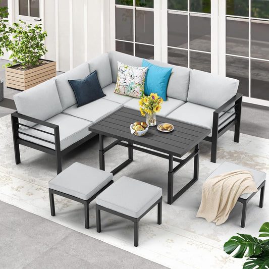 All Weather Aluminum Frame 7 Pieces Patio Set-0