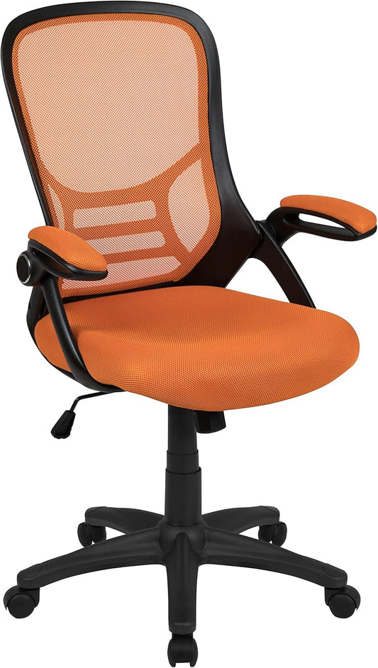 Porter Mesh High Back Ergonomic Swivel Office Chair with Lumbar Support, Flip-Up Arms, Tilt Lock/Tilt Tension, Height Adjustable, Black/Black Frame-0